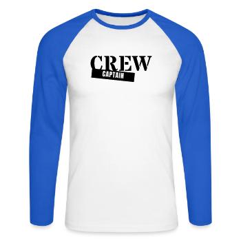Crew Captain - Kapitän Chef Anführer Gruppe - Unisex Long Sleeve Baseball T-Shirt - white/royal blue - Front - Nik (191cm)