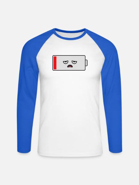 Niedrige Batteriemischung - Unisex Baseballshirt langarm - Weiß/Royalblau