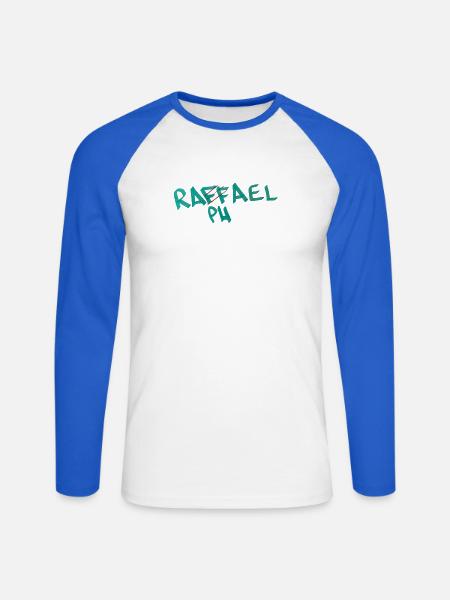 Geschenkidee für Raphael - Unisex Baseballshirt langarm - Weiß/Royalblau