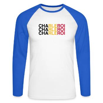 CHARLEROI Belgium Belgium Flag - Unisex Long Sleeve Baseball T-Shirt - white/royal blue - Front - Nik (191cm)