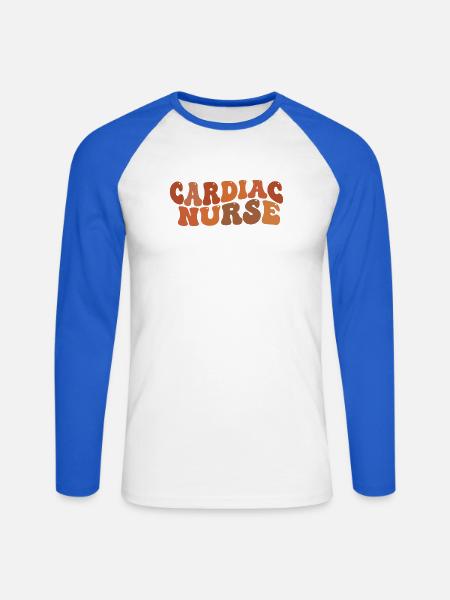 Herzpfleger-Pflegegeschenk - Unisex Baseballshirt langarm - Weiß/Royalblau