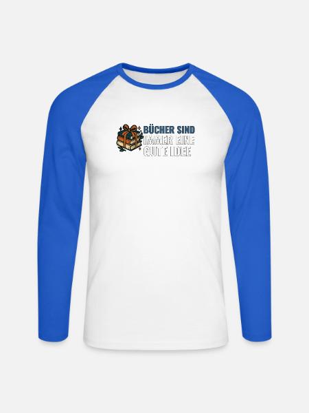 Bücher sind immer eine gute Idee. - Unisex Baseballshirt langarm - Weiß/Royalblau