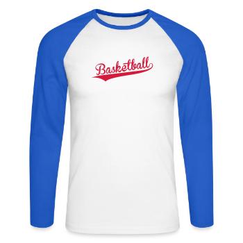 Basketball - Basket Ball - Game - Sport - Player - Unisex Long Sleeve Baseball T-Shirt - white/royal blue - Front - Nik (191cm)