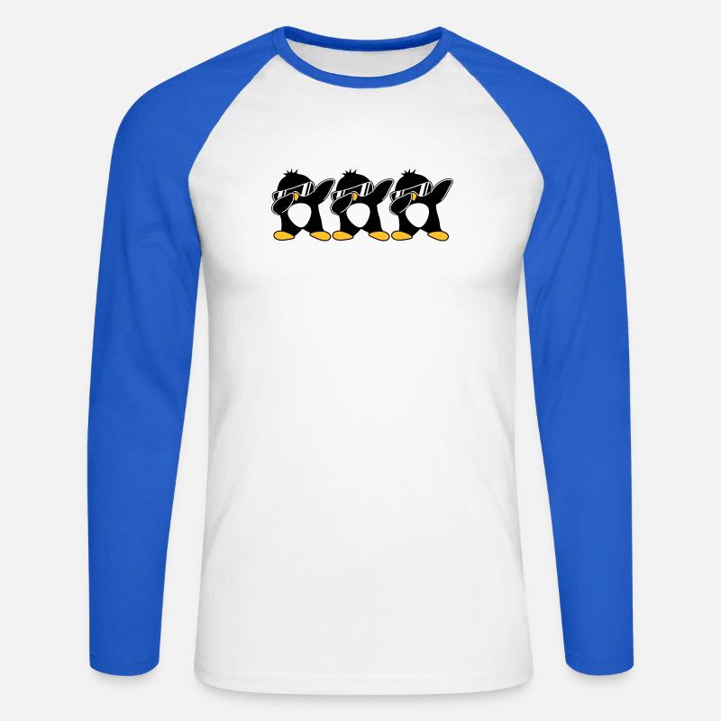 Dab Team Pinguin - Unisex Baseballshirt langarm - Weiß/Royalblau