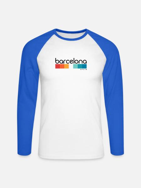 Barcelona - Spain - Spanien - Espana - Unisex Baseballshirt langarm - Weiß/Royalblau