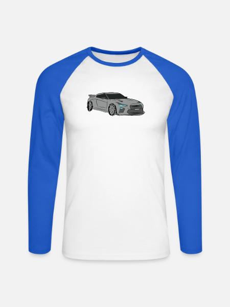 Sportwagen Silhouette Neon Highlights - Unisex Baseballshirt langarm - Weiß/Royalblau