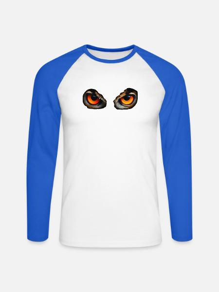 coole Eulenaugen - Unisex Baseballshirt langarm - Weiß/Royalblau