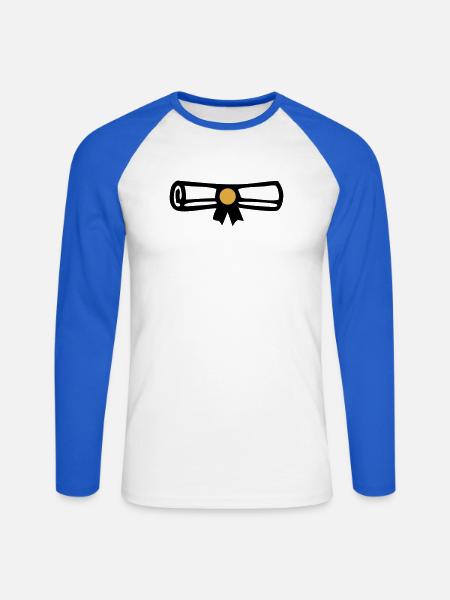 Abschluss Zeugnis Rolle Icon - Unisex Baseballshirt langarm - Weiß/Royalblau
