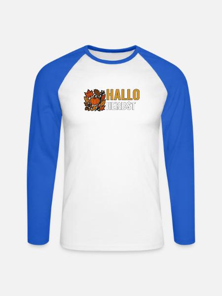 Herbst mit Blättern. - Unisex Baseballshirt langarm - Weiß/Royalblau