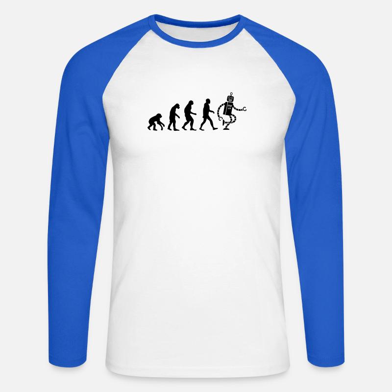 evolution robot évolution - T-shirt baseball manches longues Homme - blanc/bleu royal