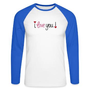 Valentinstag I Love You Hearts - Unisex Baseballshirt langarm - Weiß/Royalblau - Vorne - Nik (191cm)