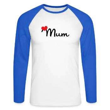 Maman d'Amour - Muttertag - Unisex Baseballshirt langarm - Weiß/Royalblau - Vorne - Nik (191cm)