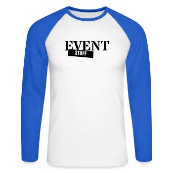 Personnel de l’événement - Personnel de l’équipe d’équipe - T-shirt baseball manches longues Homme - blanc/bleu royal - Devant - Nik (191cm)
