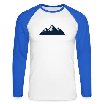 Gebirge Berge Silhouette - Unisex Baseballshirt langarm - Weiß/Royalblau - Vorne - Nik (191cm)