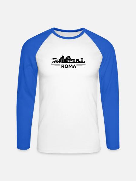 Roma - Unisex Baseballshirt langarm - Weiß/Royalblau
