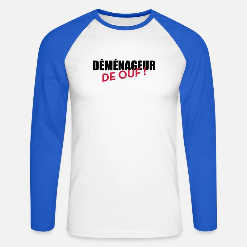 frachtführer / möbelpacker / mover / bewegen - Unisex Baseballshirt langarm - Weiß/Royalblau