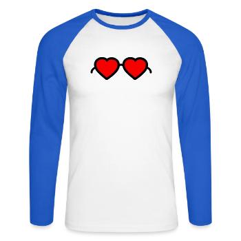 Heart Glasses - Unisex Long Sleeve Baseball T-Shirt - white/royal blue - Front - Nik (191cm)