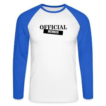 Official Member - Crew Team Club Mitglied Event - Unisex Long Sleeve Baseball T-Shirt - white/royal blue - Front - Nik (191cm)