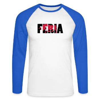 Feria - T-shirt baseball manches longues Homme - blanc/bleu royal - Devant - Nik (191cm)