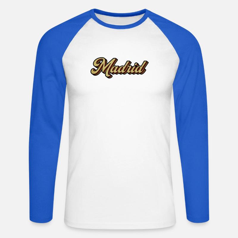 Madrid Retro Striped Script - Unisex Baseballshirt langarm - Weiß/Royalblau