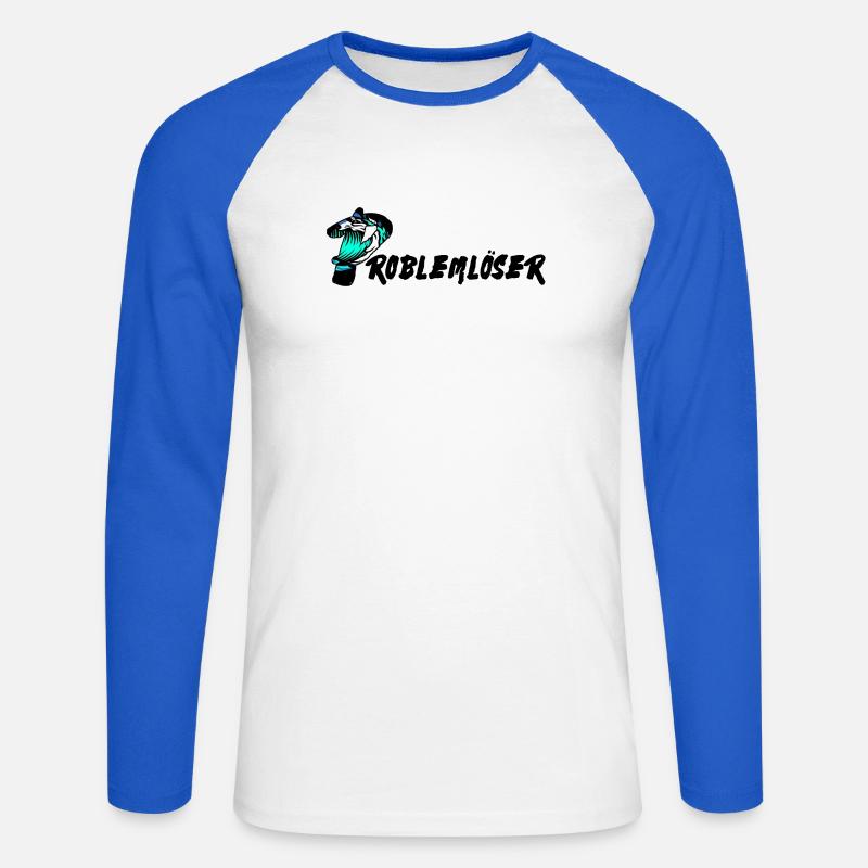 Problem solver text - Unisex Long Sleeve Baseball T-Shirt - white/royal blue