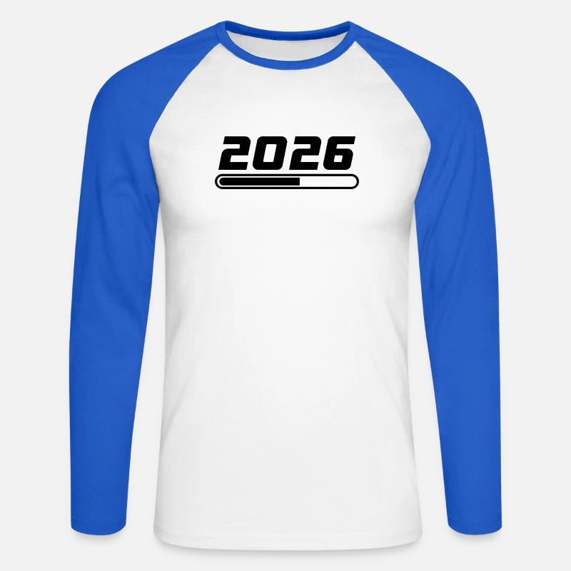 2026 Loading - Unisex Baseballshirt langarm - Weiß/Royalblau