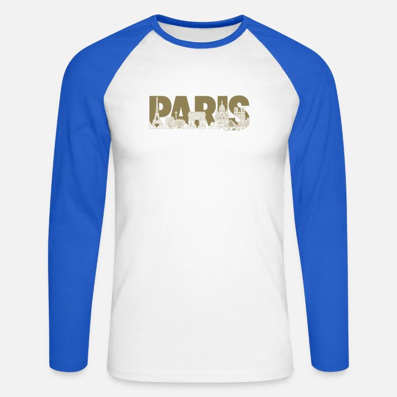 Paris Frankreich Eiffelturm Triumphbogen  - Unisex Baseballshirt langarm - Weiß/Royalblau