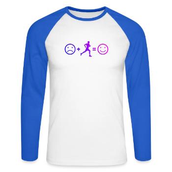 Idée cadeau pour une course à pied - T-shirt baseball manches longues Homme - blanc/bleu royal - Devant - Nik (191cm)