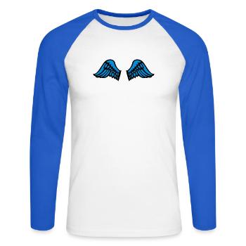 wings - Unisex Baseballshirt langarm - Weiß/Royalblau - Vorne - Nik (191cm)