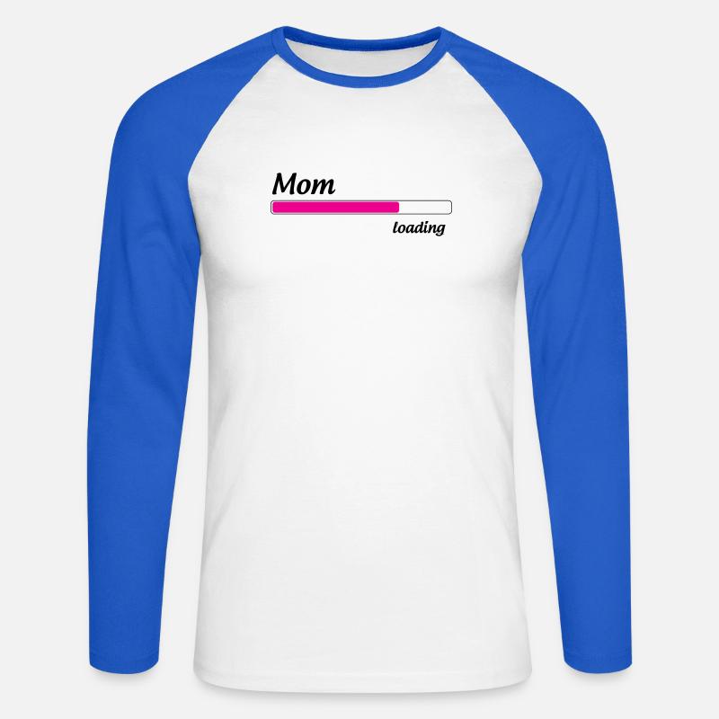Mama lädt... Bitte warten - Werdende Mutter - Unisex Baseballshirt langarm - Weiß/Royalblau