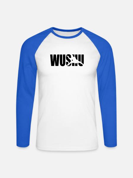 Wushu Kung Fu Kampfkunst Klassisches Design - Unisex Baseballshirt langarm - Weiß/Royalblau