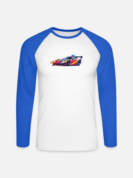 cooles drift car Rennkarosserie Kunst - Unisex Baseballshirt langarm - Weiß/Royalblau