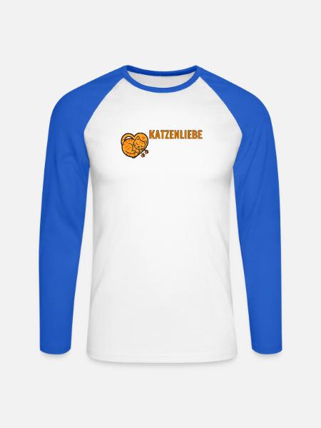 Katzenliebe für echte Katzenfans. - Unisex Baseballshirt langarm - Weiß/Royalblau