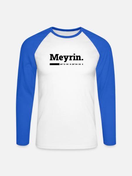 Meyrin Koordinaten - Unisex Baseballshirt langarm - Weiß/Royalblau