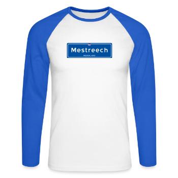 Mestreech (Maastricht) - Unisex Long Sleeve Baseball T-Shirt - white/royal blue - Front - Nik (191cm)
