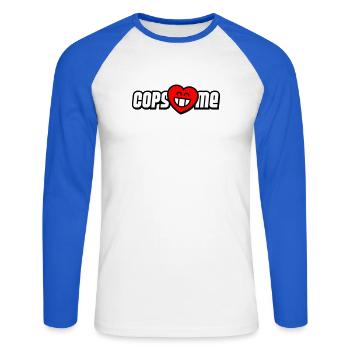 Cops love me (Farben änderbar) - Unisex Baseballshirt langarm - Weiß/Royalblau - Vorne - Nik (191cm)