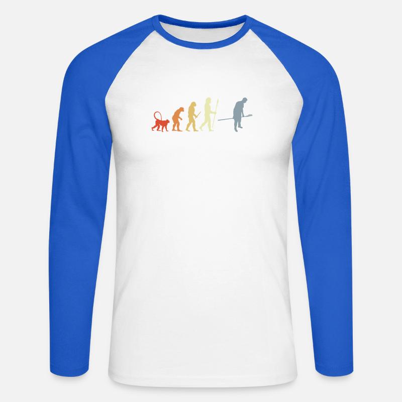 Bäcker Evolution Retro Look - Unisex Baseballshirt langarm - Weiß/Royalblau
