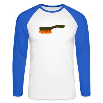 Pilzbürste Werkzeug Sammler - Unisex Baseballshirt langarm - Weiß/Royalblau - Vorne - Nik (191cm)