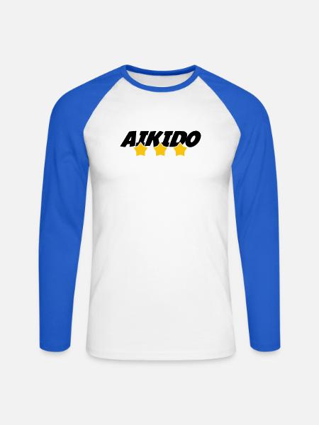 Aikido - Martial Art - Aikido - Unisex Long Sleeve Baseball T-Shirt - white/royal blue