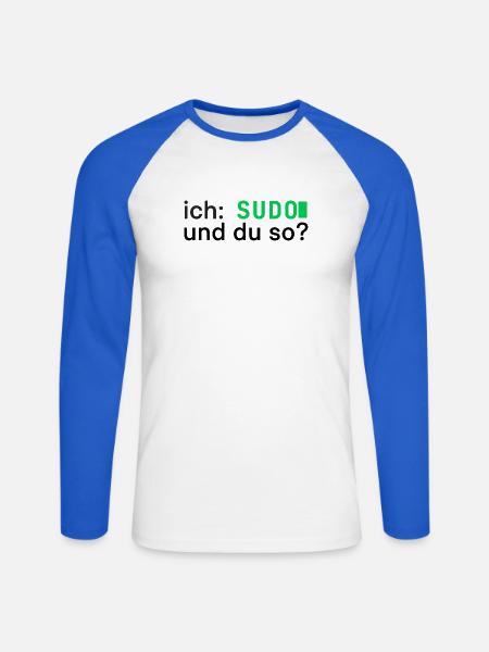 ich: SUDO und du so? Linux Programmierer - dunkel - Unisex Baseballshirt langarm - Weiß/Royalblau
