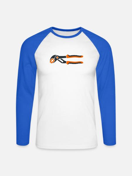 Rohrzange Werkzeug Grafik - Unisex Baseballshirt langarm - Weiß/Royalblau