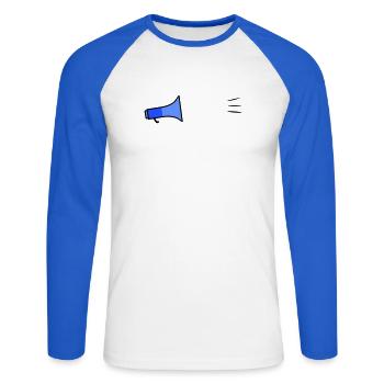 Megafon Text Template - Unisex Long Sleeve Baseball T-Shirt - white/royal blue - Front - Nik (191cm)