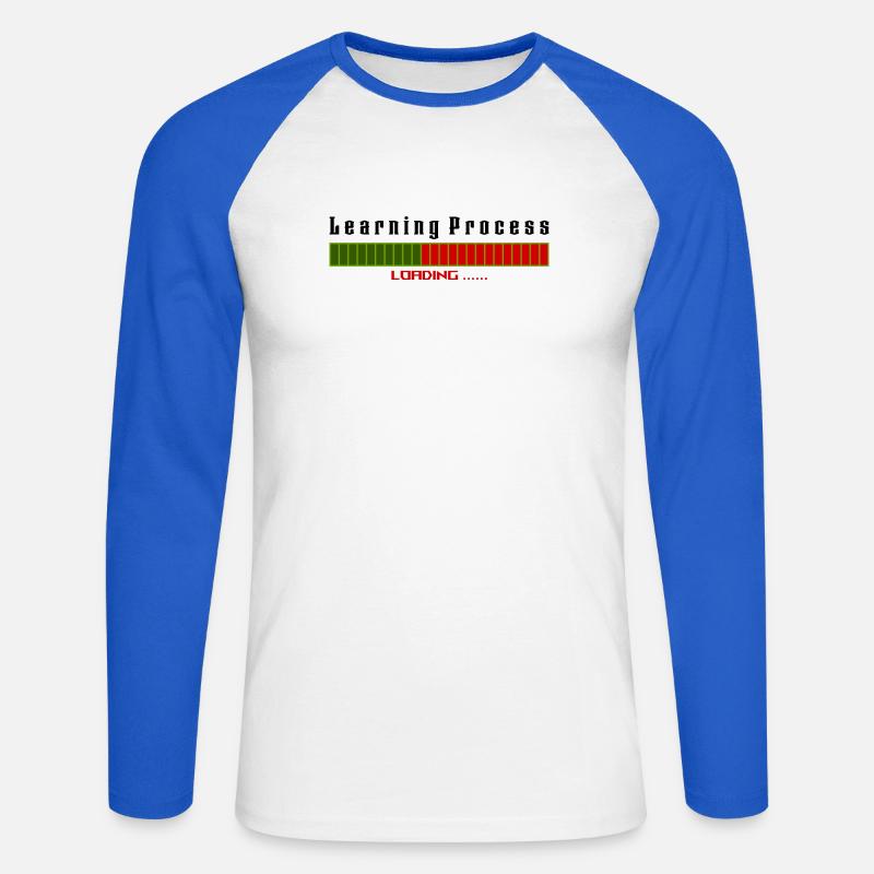 Learning Process Loading white shirt - Unisex Baseballshirt langarm - Weiß/Royalblau