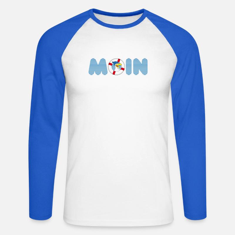 Moin Möve mit Rettungsring - Unisex Baseballshirt langarm - Weiß/Royalblau