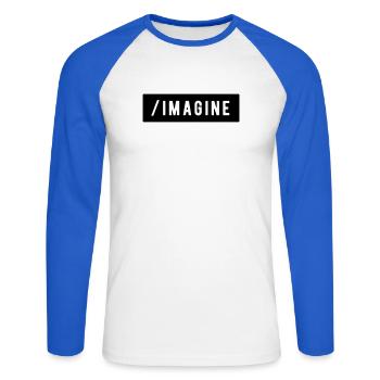 _Sich vorstellen - Unisex Baseballshirt langarm - Weiß/Royalblau - Vorne - Nik (191cm)