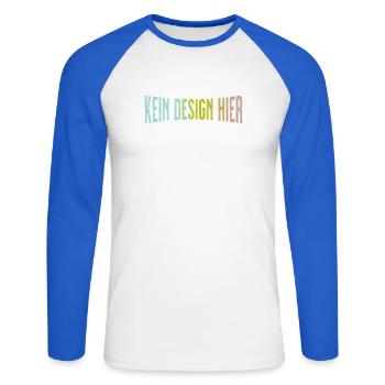 No Design Here Funny Statement Shirt - Unisex Long Sleeve Baseball T-Shirt - white/royal blue - Front - Nik (191cm)