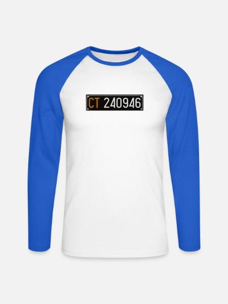 Vorderes Kennzeichen – CT46 - Unisex Baseballshirt langarm - Weiß/Royalblau