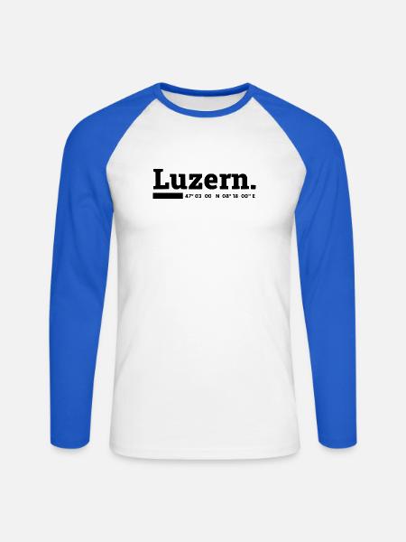 Luzern Koordinaten - Unisex Baseballshirt langarm - Weiß/Royalblau