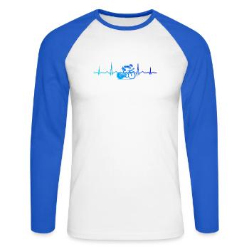 Modern road bike artwork - Unisex Long Sleeve Baseball T-Shirt - white/royal blue - Front - Nik (191cm)