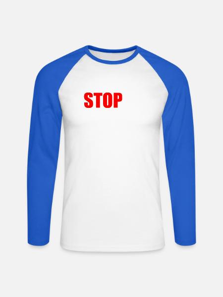 Stop ai - Unisex Baseballshirt langarm - Weiß/Royalblau